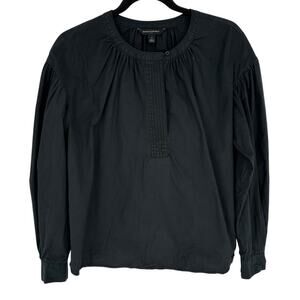 Banana Republic Black Voile Long Puff Sleeve Blouse Breathable Relaxed Casual S